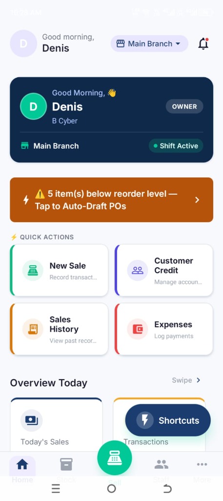 Bizpulse POS Mobile App Screen Preview by BoraTech