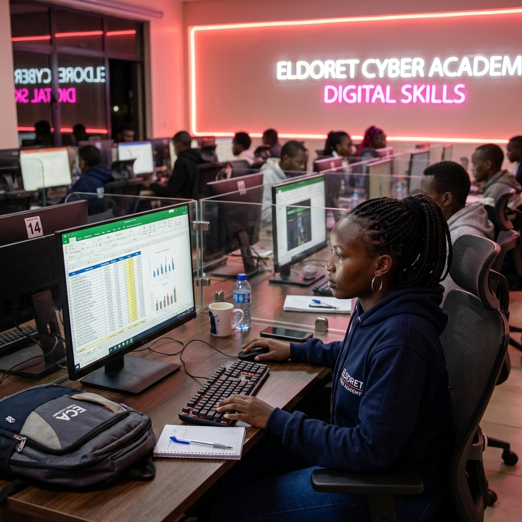 Student mastering Microsoft Excel at Boratech Academy Eldoret