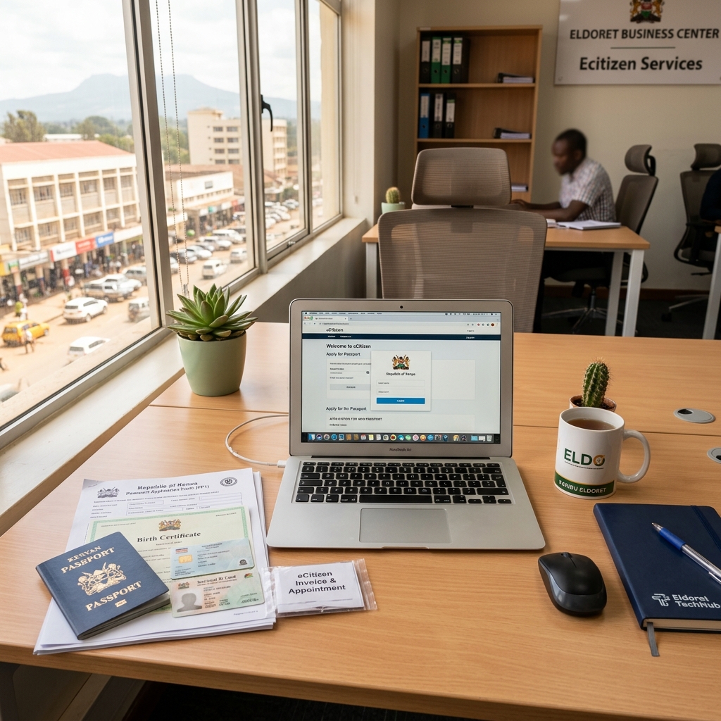 eCitizen Birth Certificate Application workspace setup at Boratech Cyber