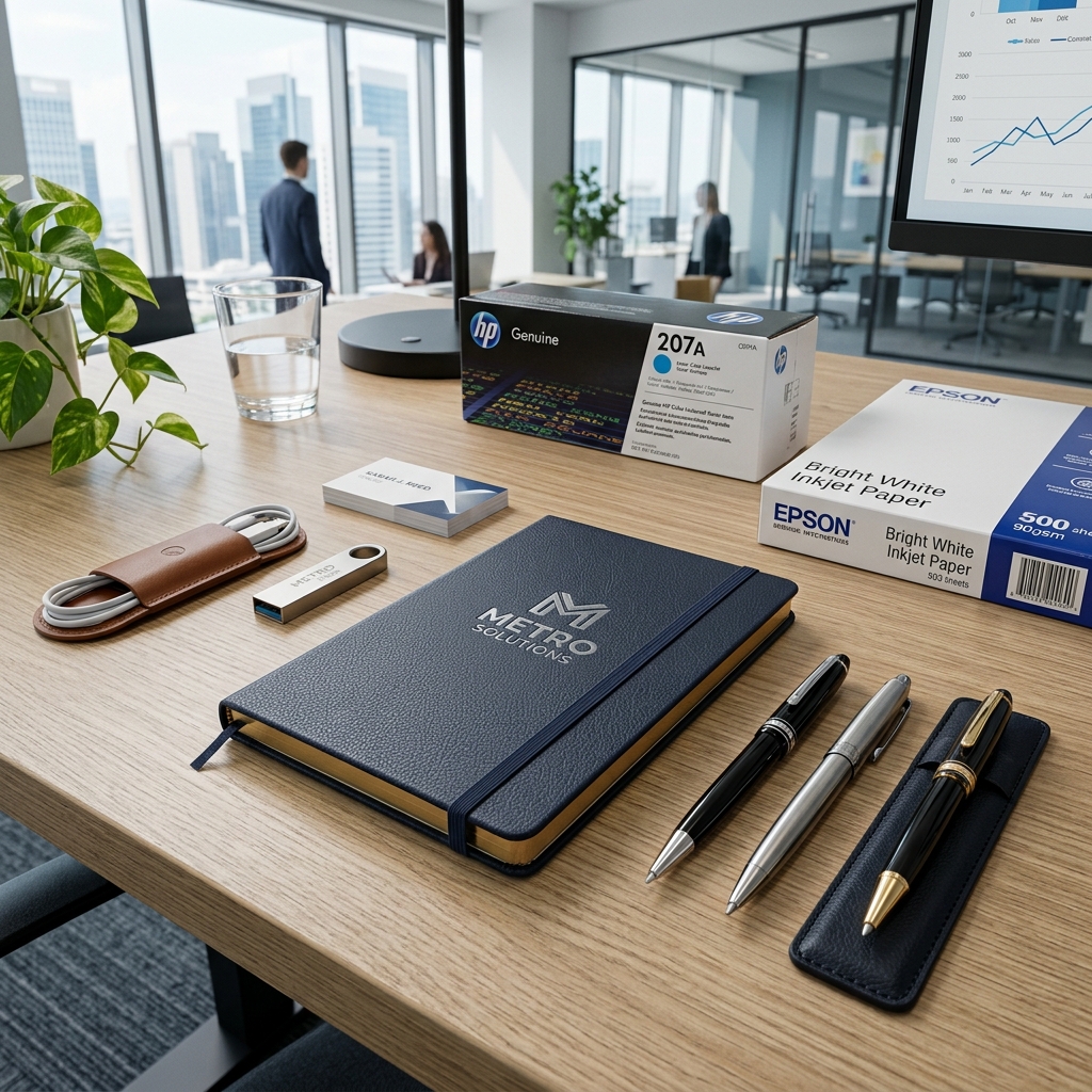 Executive Leather Notebook & Pen Set